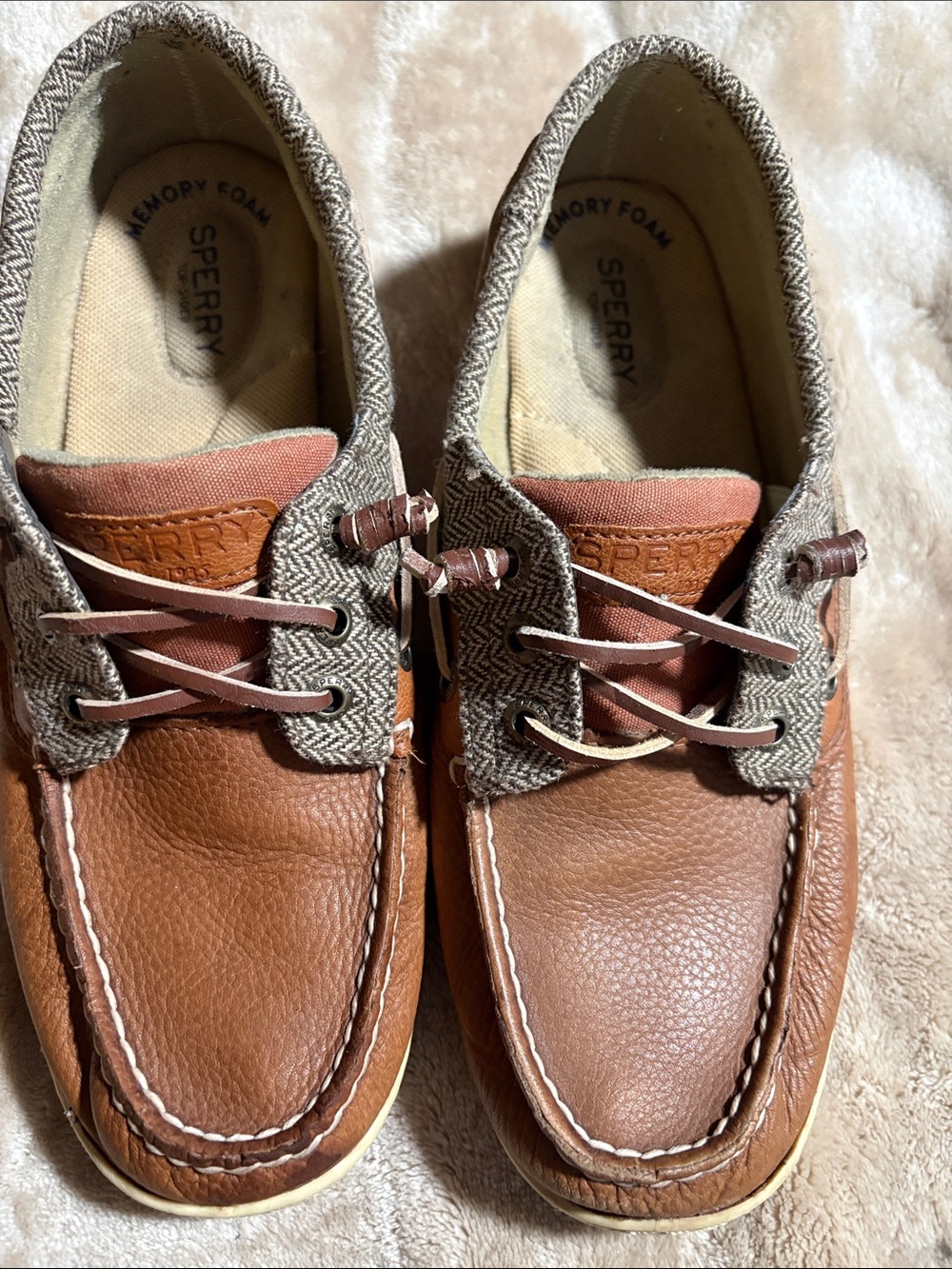 Sperry Top-Sider Women's Brown Leather Memory Foam Boat Shoes Size 7.5